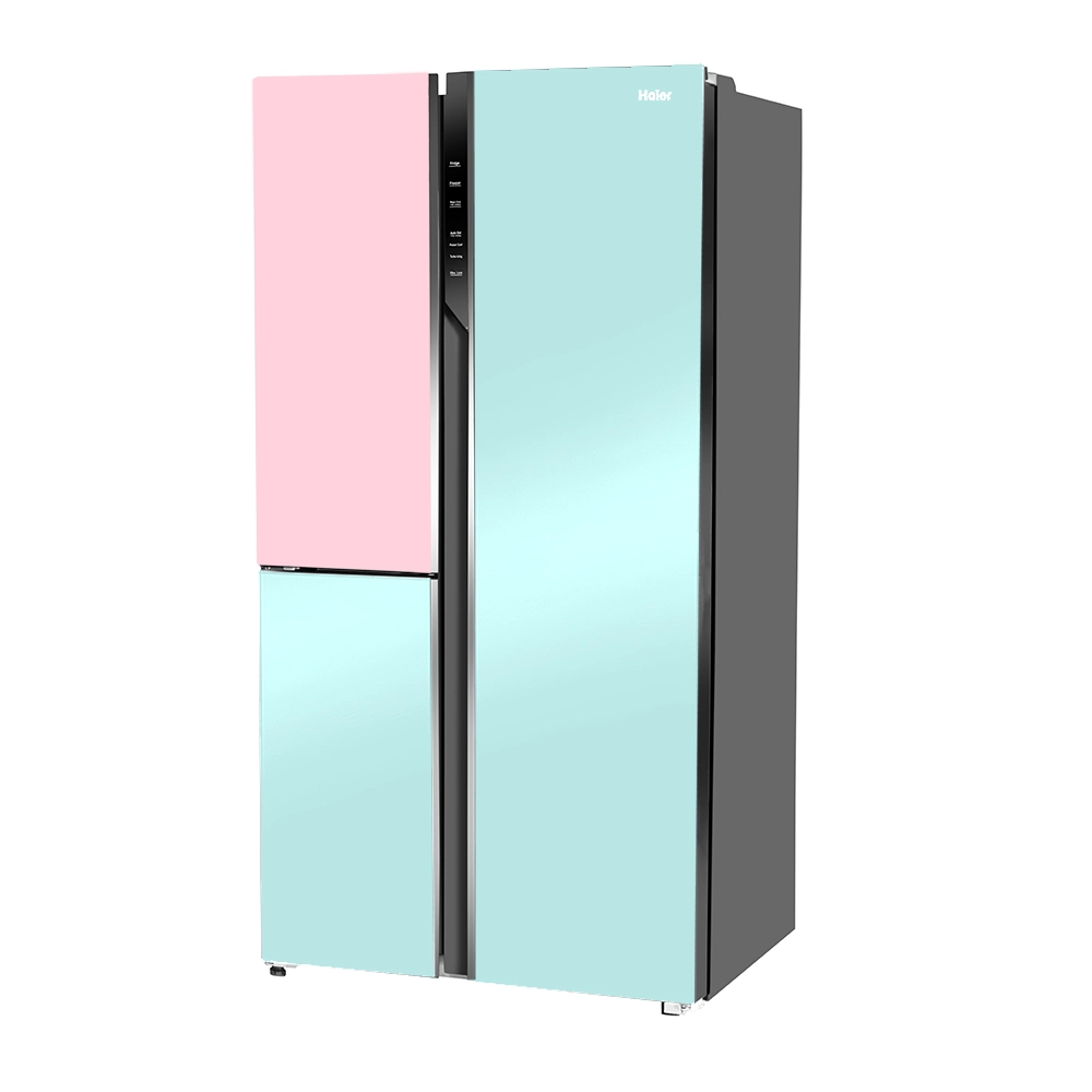 Haier Vogue Series 598L , Peach Nyanza Glass Finish 3 Convertible Door Side by side Refrigerator HRT-683PNG